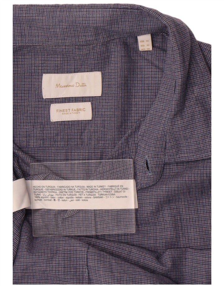 Massimo Dutti Mens Shirt XL Blue Check Cotton