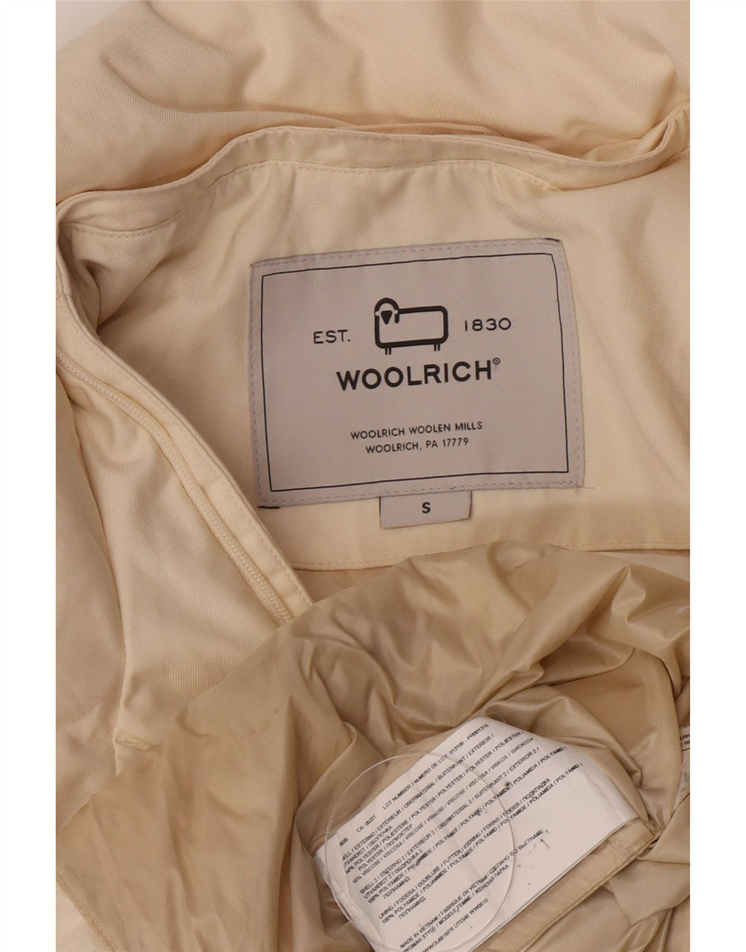 Woolrich Womens Padded Jacket UK 10 Small Off White Polyester