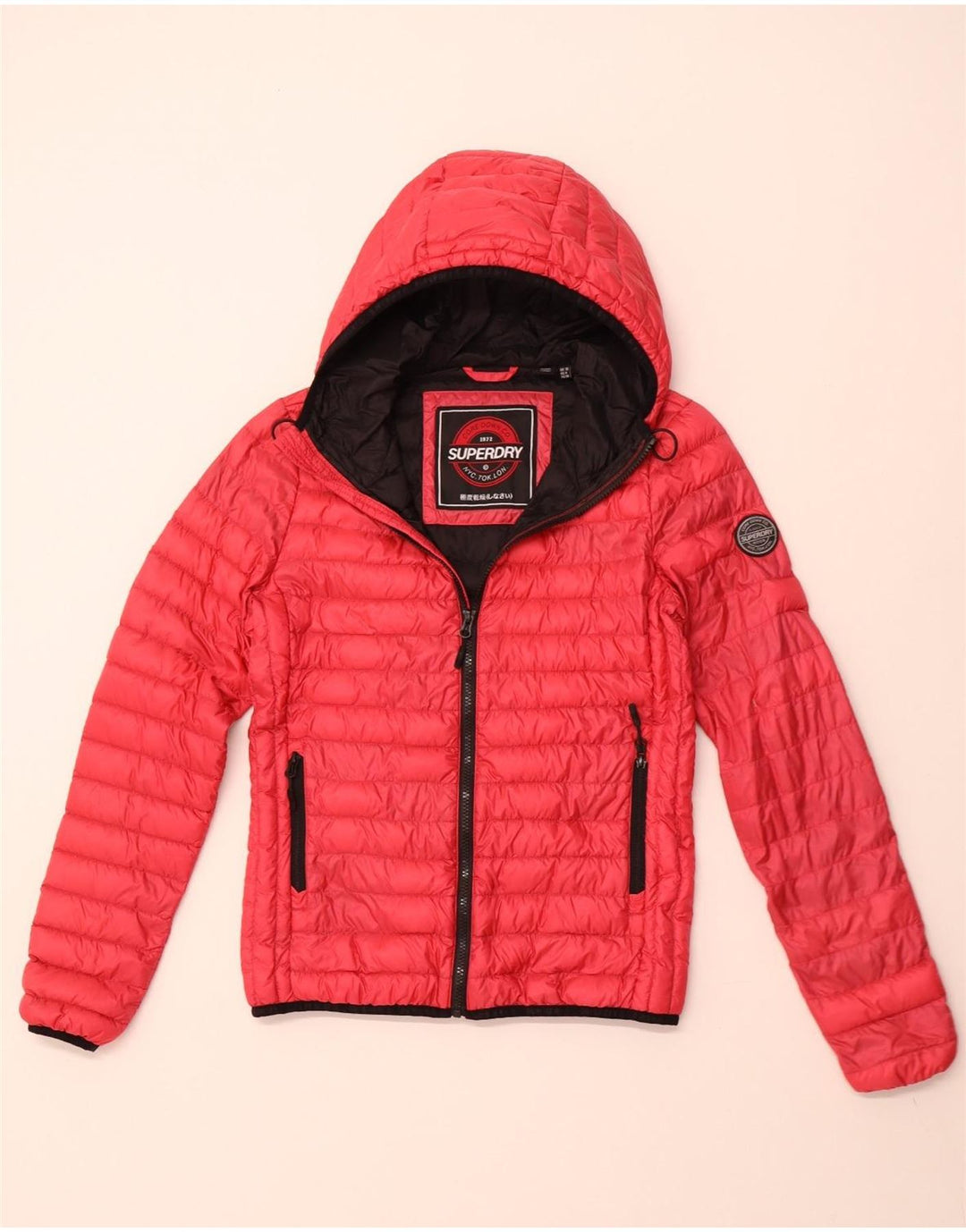 SUPERDRY Womens Hooded Padded Jacket UK 10 Small Pink