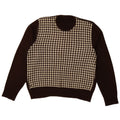 Vintage Womens Crew Neck Jumper Sweater UK 16 Large Brown Houndstooth