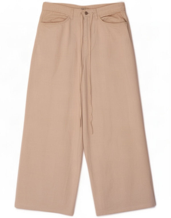 Cos Womens Wide Leg Cropped Trousers W36 L26 Beige Cotton