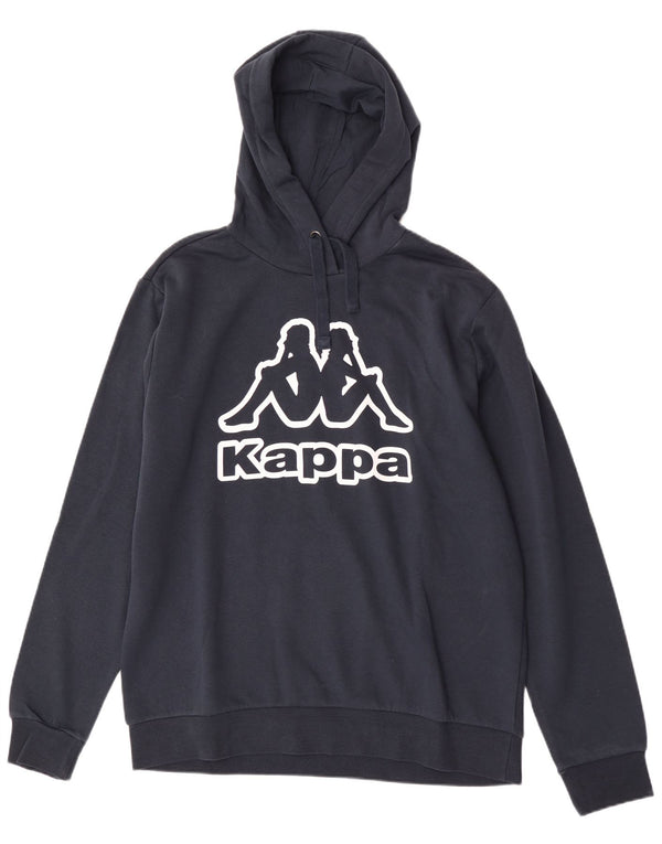 Kappa Mens Graphic Hoodie Jumper XL Navy Blue Cotton