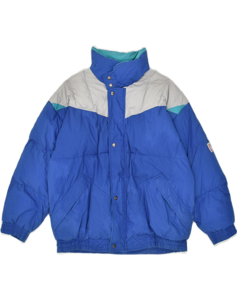 GOLDEN TEAM Mens Padded Jacket UK 42 XL Blue Colourblock Polyester | Vintage Golden Team | Thrift | Second-Hand Golden Team | Used Clothing | Messina Hembry 