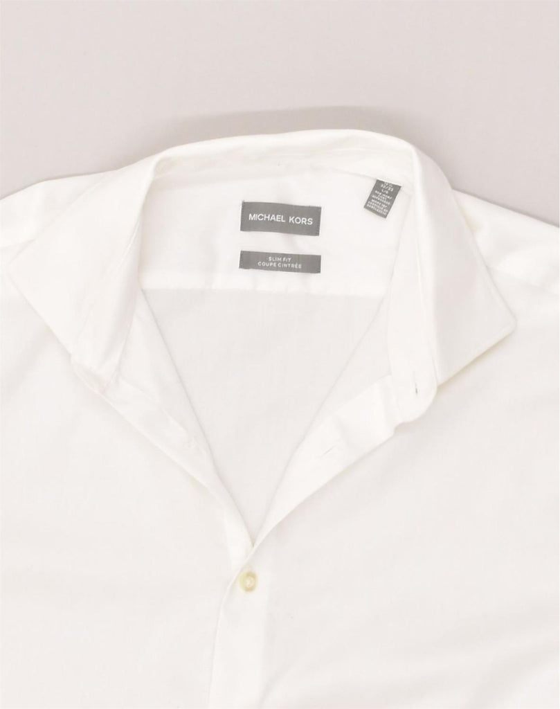 MICHAEL KORS Mens Slim Fit Shirt Size 16 1/2 Large White Cotton | Vintage Michael Kors | Thrift | Second-Hand Michael Kors | Used Clothing | Messina Hembry 