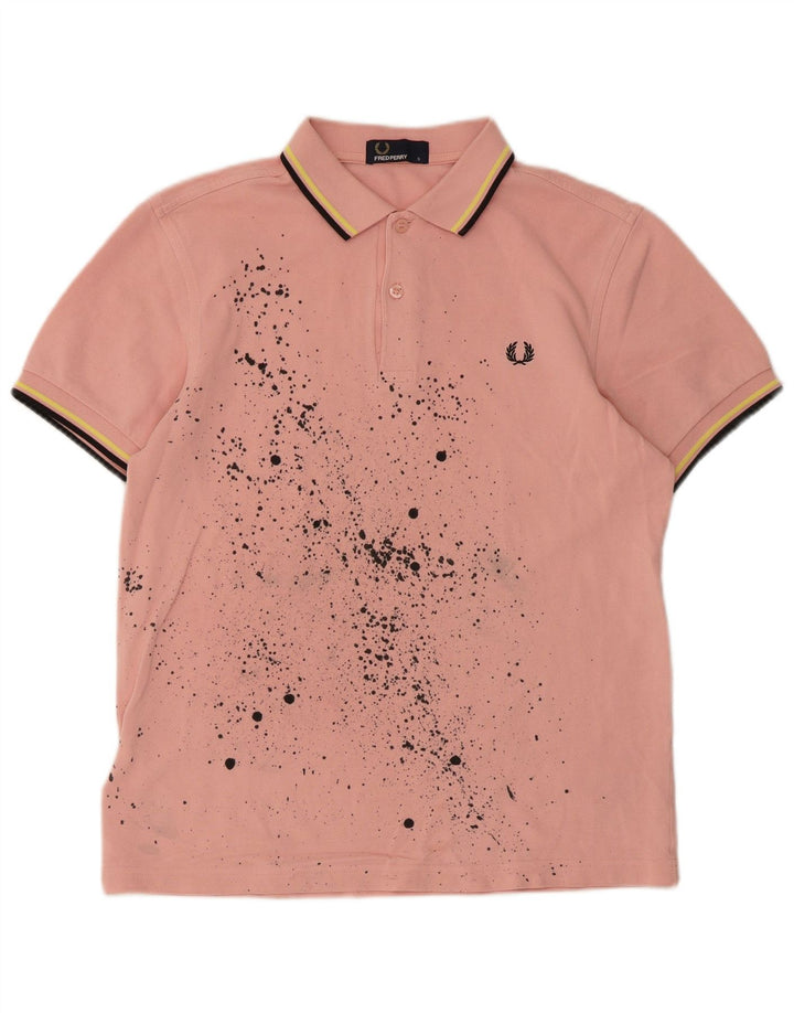Fred Perry Mens Polo Shirt Small Pink Tie Dye Cotton