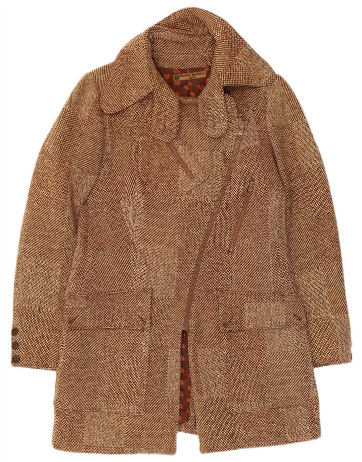 Daniel Hechter Womens Overcoat UK 8 Small Brown Check