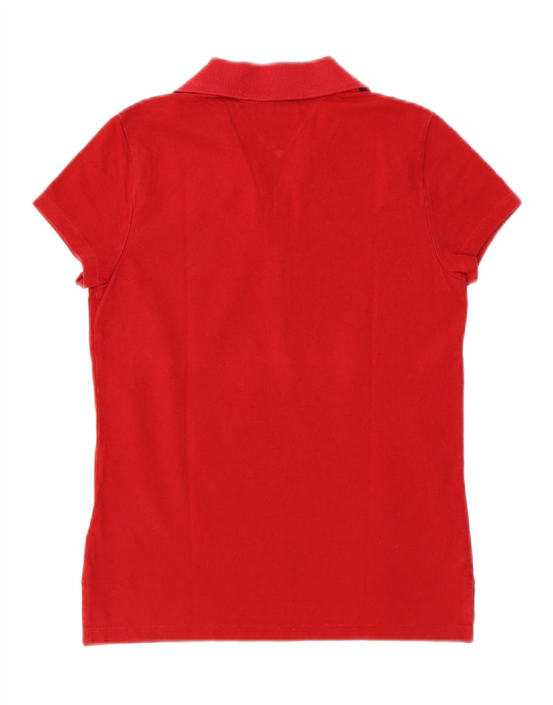 TOMMY HILFIGER Womens Polo Shirt UK 12 Medium Red Cotton Vintage Tommy Hilfiger and Second-Hand Tommy Hilfiger from Messina Hembry 