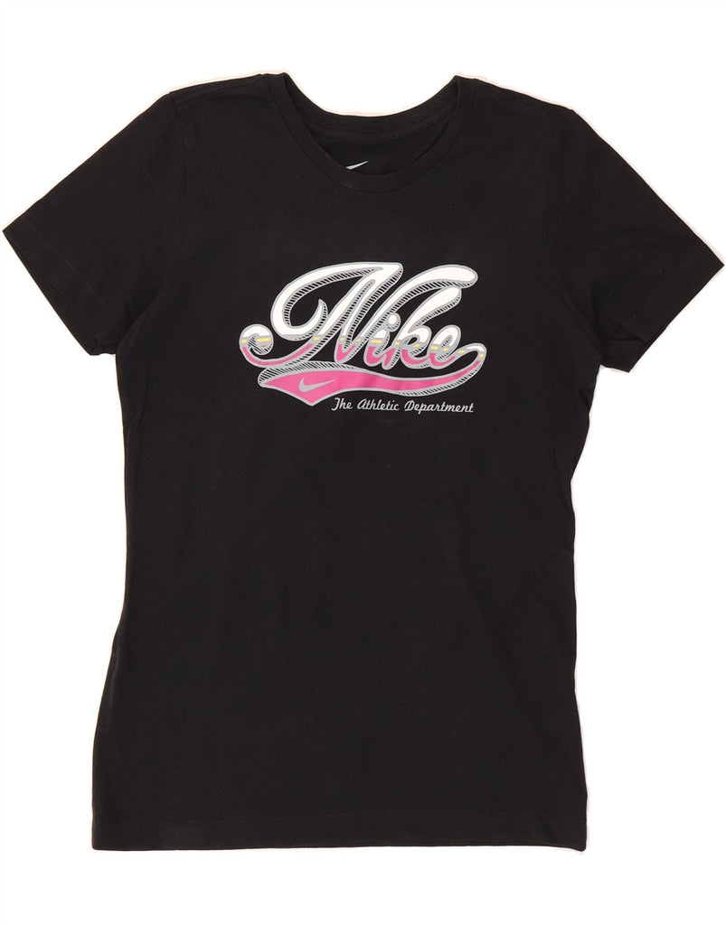 NIKE Womens Slim Fit Graphic T-Shirt Top UK 14 Large Black Cotton Vintage Nike and Second-Hand Nike from Messina Hembry 