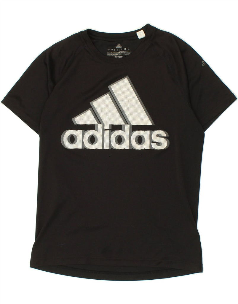 ADIDAS Womens Graphic T-Shirt Top UK 10 Small Black Polyester Vintage Adidas and Second-Hand Adidas from Messina Hembry 