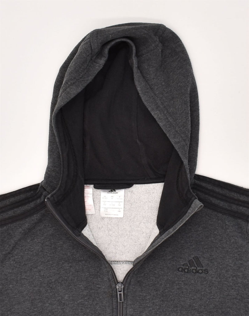 ADIDAS Boys Zip Hoodie Sweater 11-12 Years Grey Cotton | Vintage Adidas | Thrift | Second-Hand Adidas | Used Clothing | Messina Hembry 