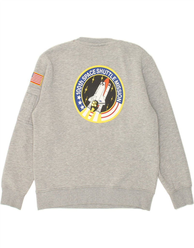 ALPHA INDUSTRIES Mens Nasa Graphic Sweatshirt Jumper Large Grey Cotton Vintage Alpha Industries and Second-Hand Alpha Industries from Messina Hembry 