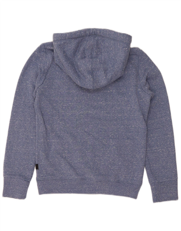 Superdry Womens Graphic Hoodie Jumper UK 8 Small Blue Flecked Polyester