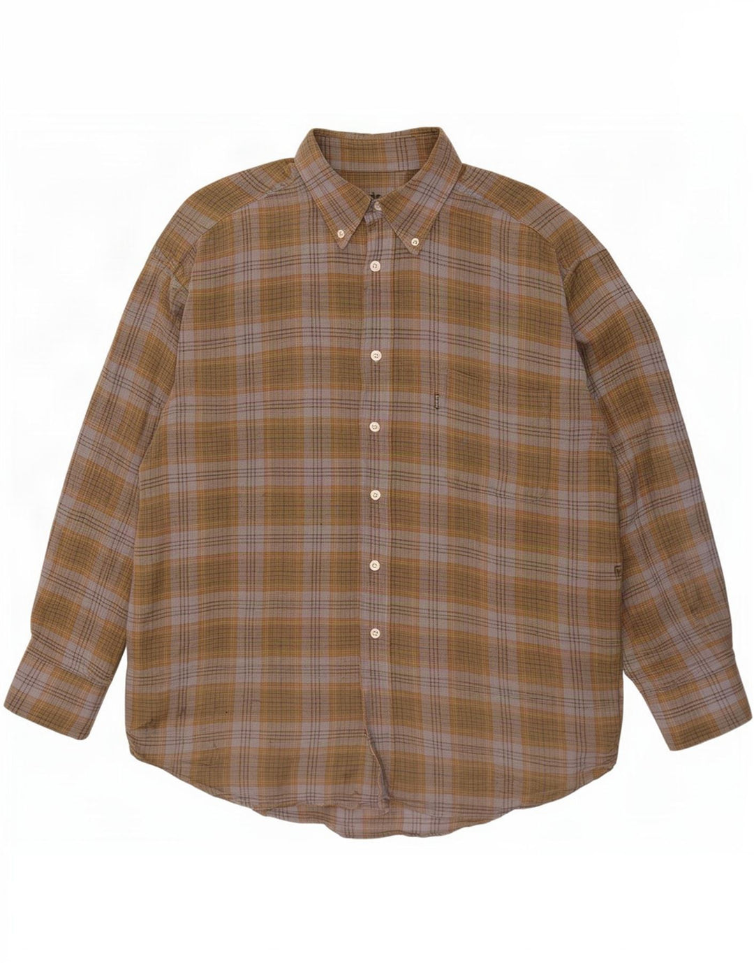 Barbour Mens Flannel Shirt Large Khaki Check Cotton