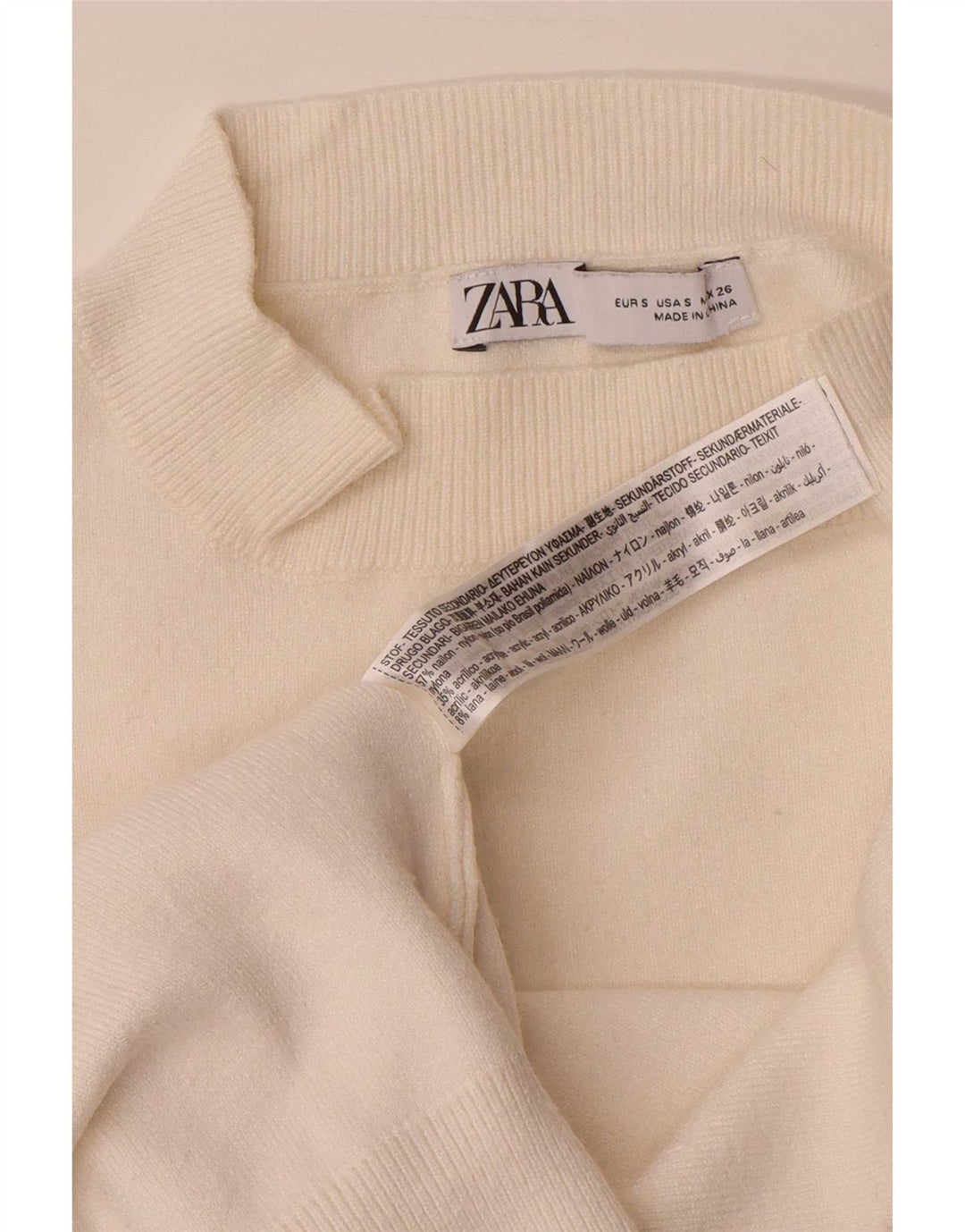 Zara Womens Oversized Turtle Neck Jumper Sweater UK 10 Small White Viscose