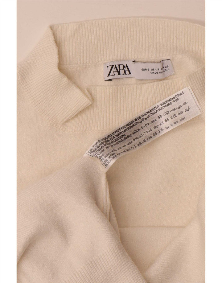Zara Womens Oversized Turtle Neck Jumper Sweater UK 10 Small White Viscose