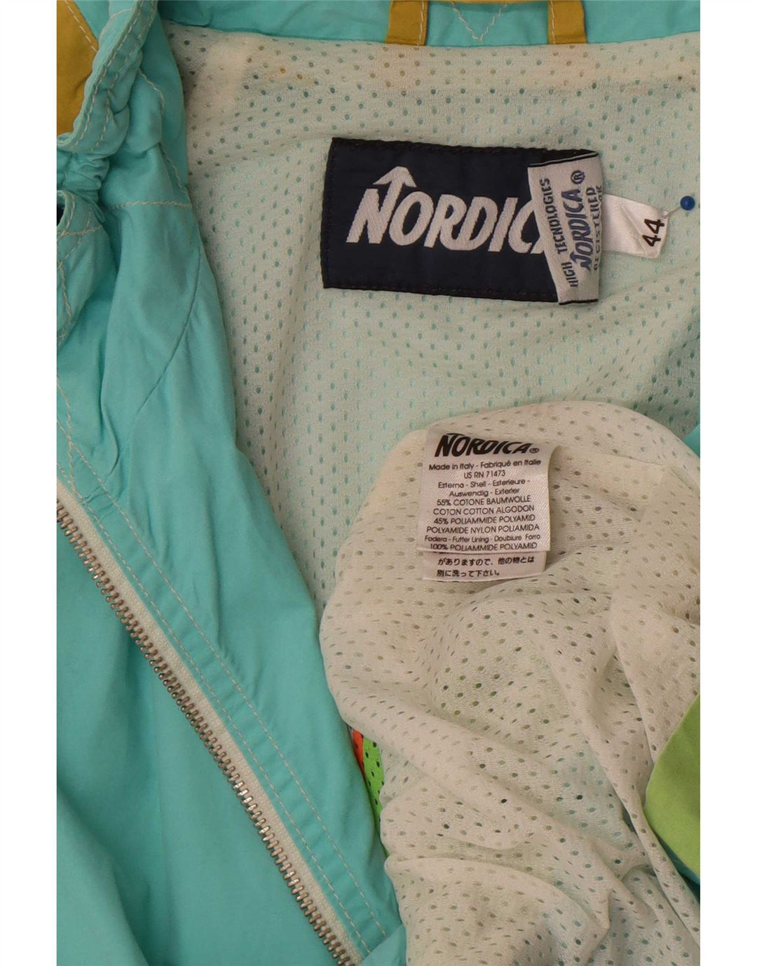 Nordica Womens Rain Jacket IT 44 Medium Multicoloured Colourblock Cotton
