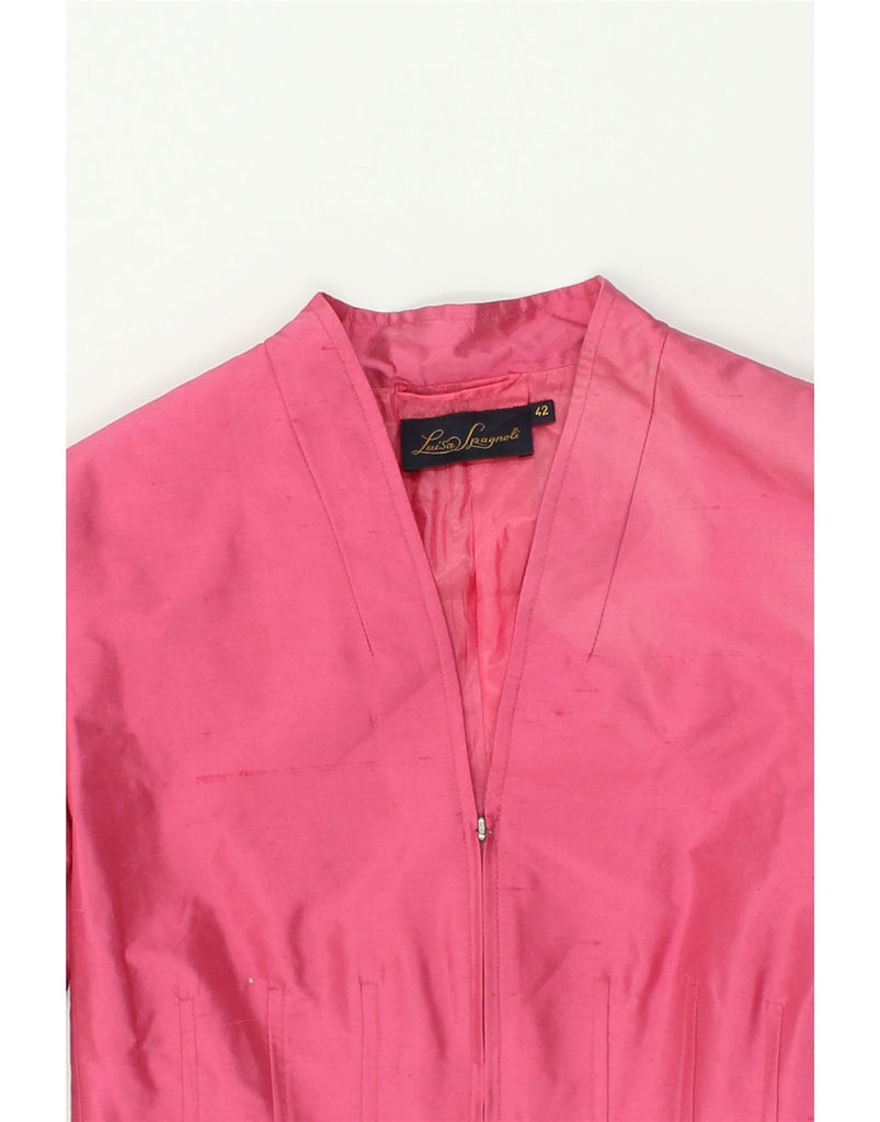 LUISA SPAGNOLI Womens Full Zip Blazer Jacket IT 42 Medium Pink Silk | Vintage Luisa Spagnoli | Thrift | Second-Hand Luisa Spagnoli | Used Clothing | Messina Hembry 