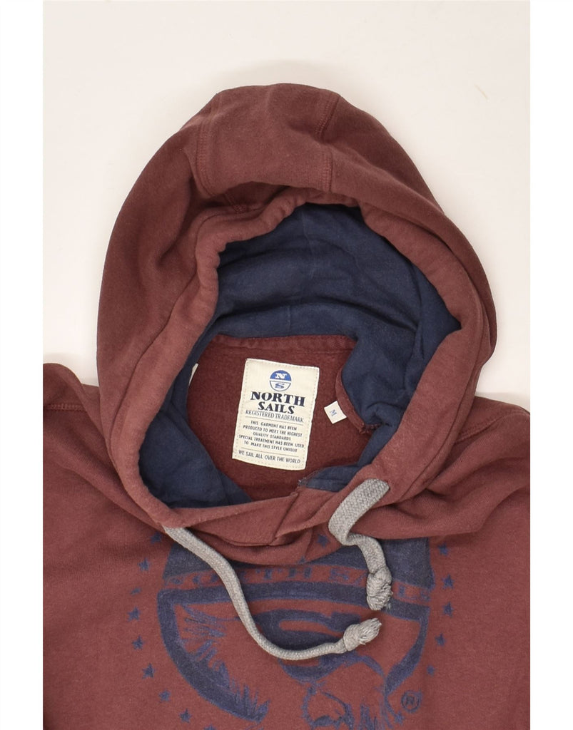 NORTH SAILS Mens Graphic Hoodie Jumper Medium Maroon Cotton | Vintage North Sails | Thrift | Second-Hand North Sails | Used Clothing | Messina Hembry 