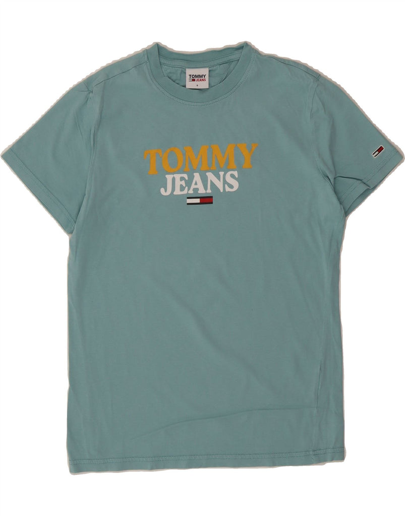 TOMMY HILFIGER Womens Graphic T-Shirt Top UK 10 Small Blue Vintage Tommy Hilfiger and Second-Hand Tommy Hilfiger from Messina Hembry 