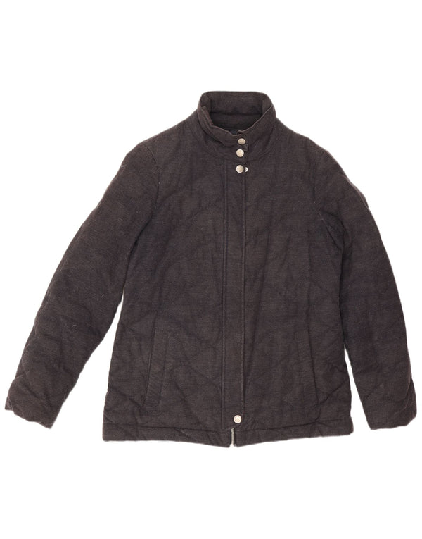 Crew Clothing Womens Oversized Quilted Jacket UK 10 Small Black Cotton