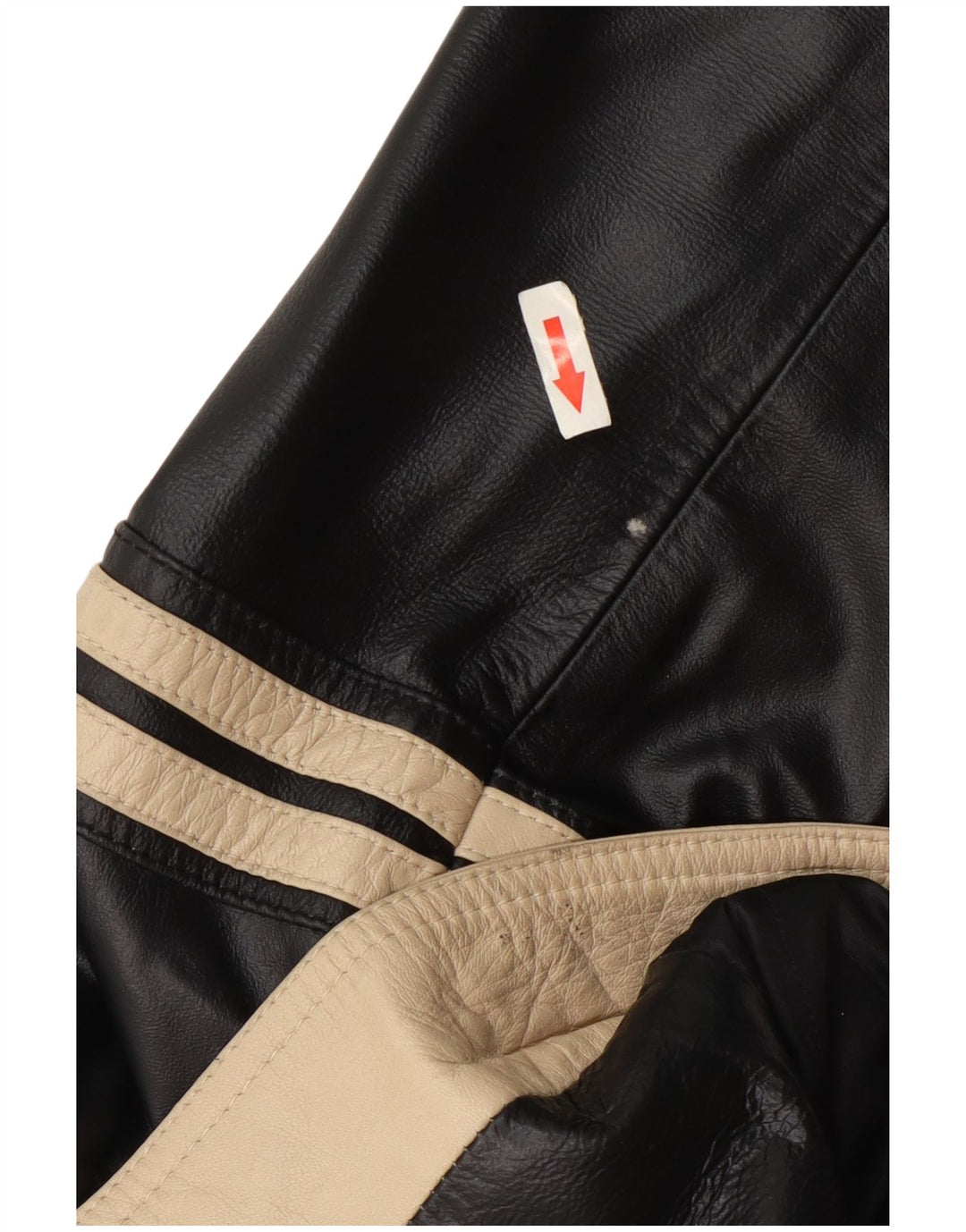 Vintage Womens Leather Jacket IT 48 XL Black Colourblock
