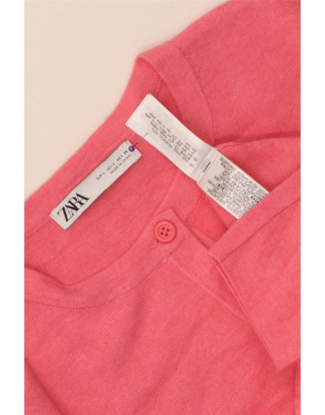 Zara Womens Cardigan Sweater UK 14 Large Pink Modal