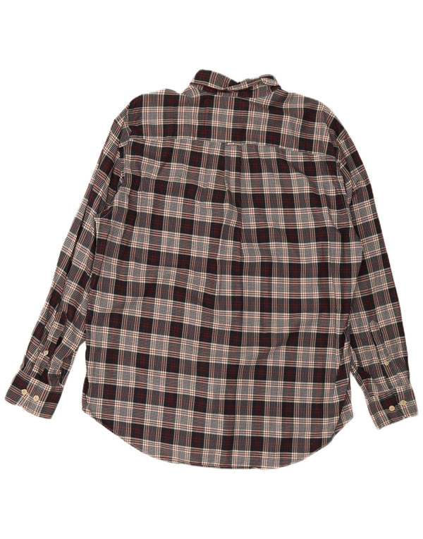 Nautica Mens Regular Fit Shirt Large Navy Blue Plaid Cotton