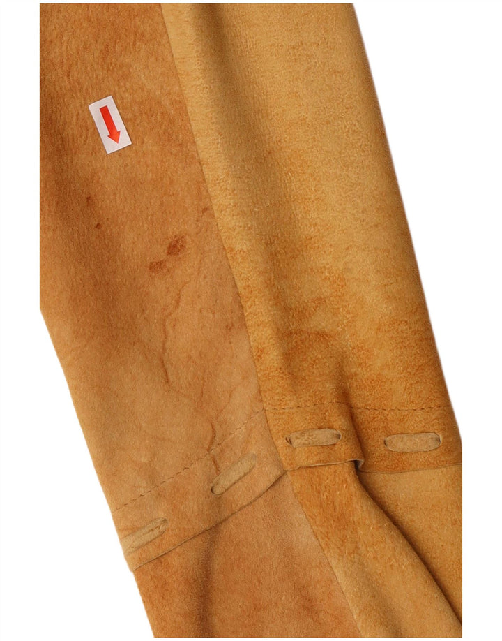 Fontanelli Womens Suede Shirt Jacket IT 46 Large Beige Leather