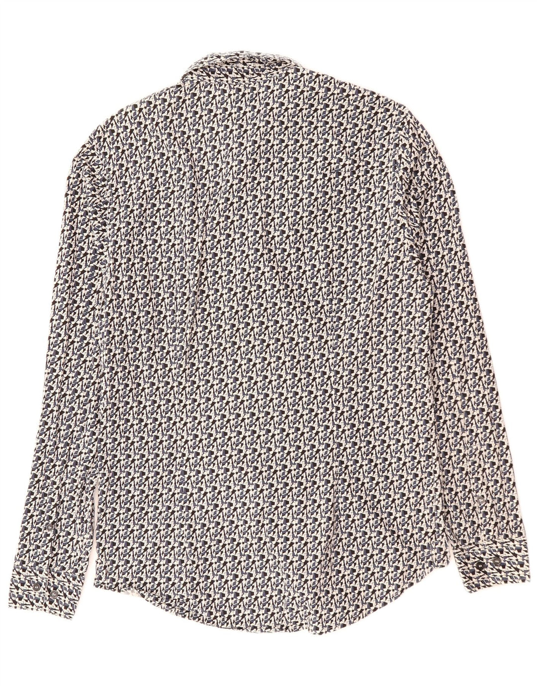 CALVIN KLEIN JEANS Mens Slim Fit Shirt Medium Black Geometric Cotton