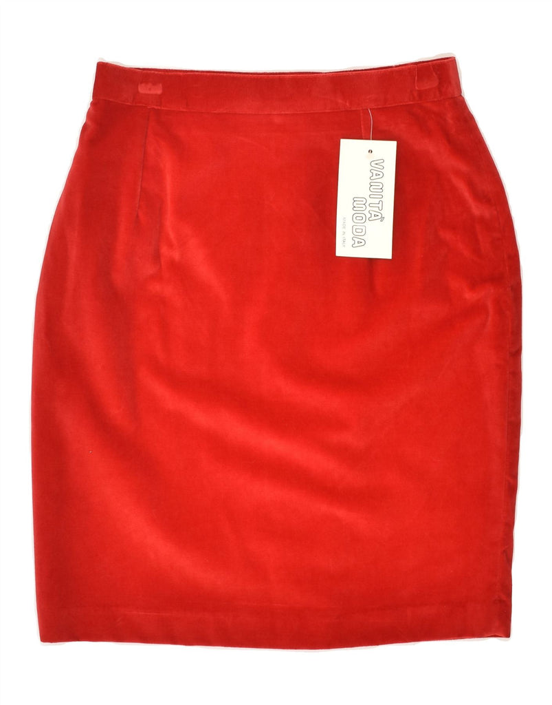 VINTAGE Womens High Waist Pencil Skirt IT 44 Medium W28 Red Cotton | Vintage Vintage | Thrift | Second-Hand Vintage | Used Clothing | Messina Hembry 