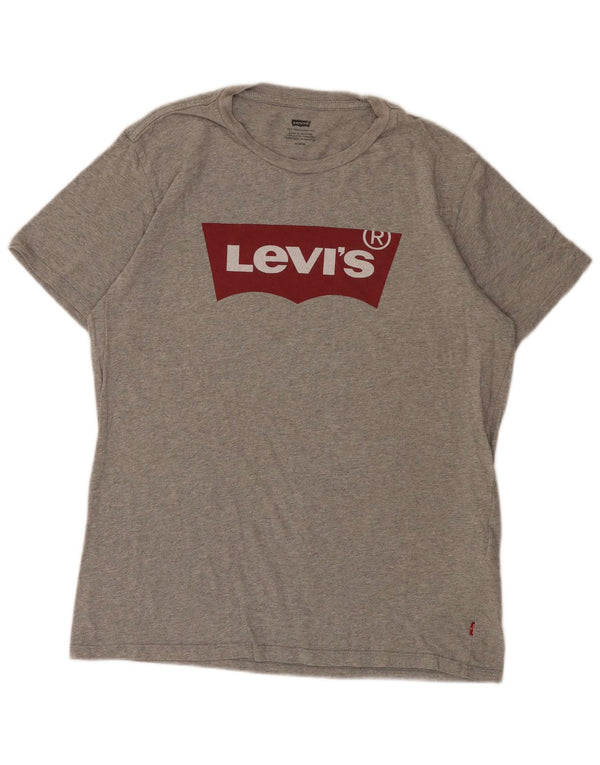 Levi's Mens Graphic T-Shirt Top Medium Grey Flecked Cotton