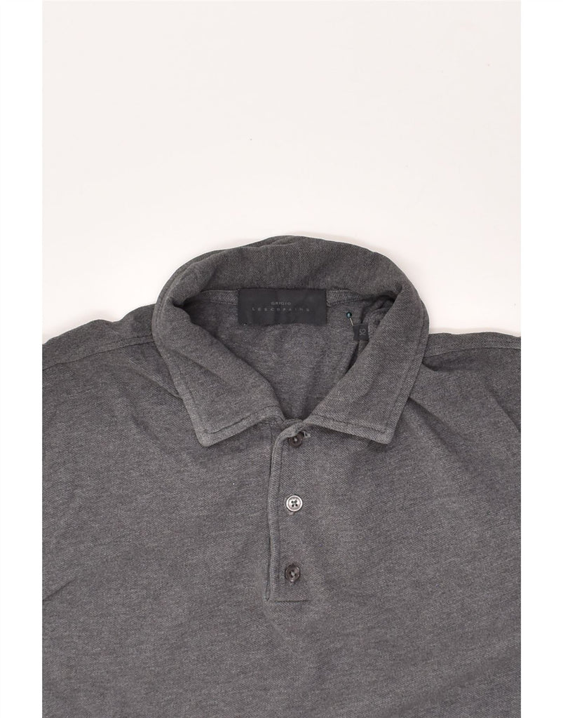 LES COPAINS Mens Long Sleeve Polo Shirt IT 52 Large Grey Cotton | Vintage Les Copains | Thrift | Second-Hand Les Copains | Used Clothing | Messina Hembry 