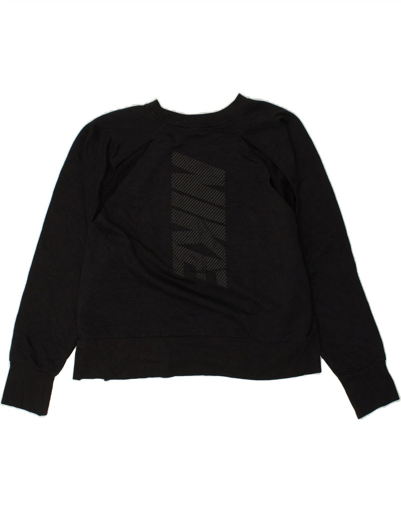 NIKE Womens Dri Fit Sweatshirt Jumper UK 18 XL Black Cotton | Vintage Nike | Thrift | Second-Hand Nike | Used Clothing | Messina Hembry 