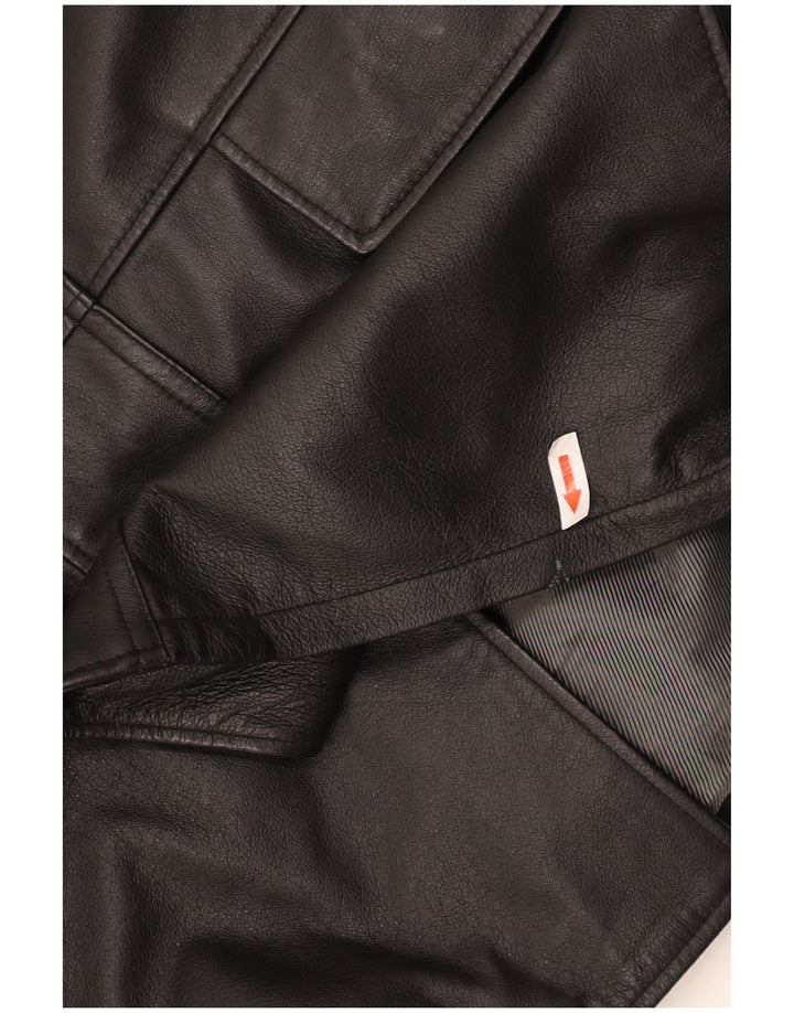 ROVER&LAKES Mens Leather Coat IT 48 Medium Black Leather