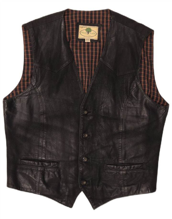 Hidepark Mens Leather Waistcoat 2XL Black Leather