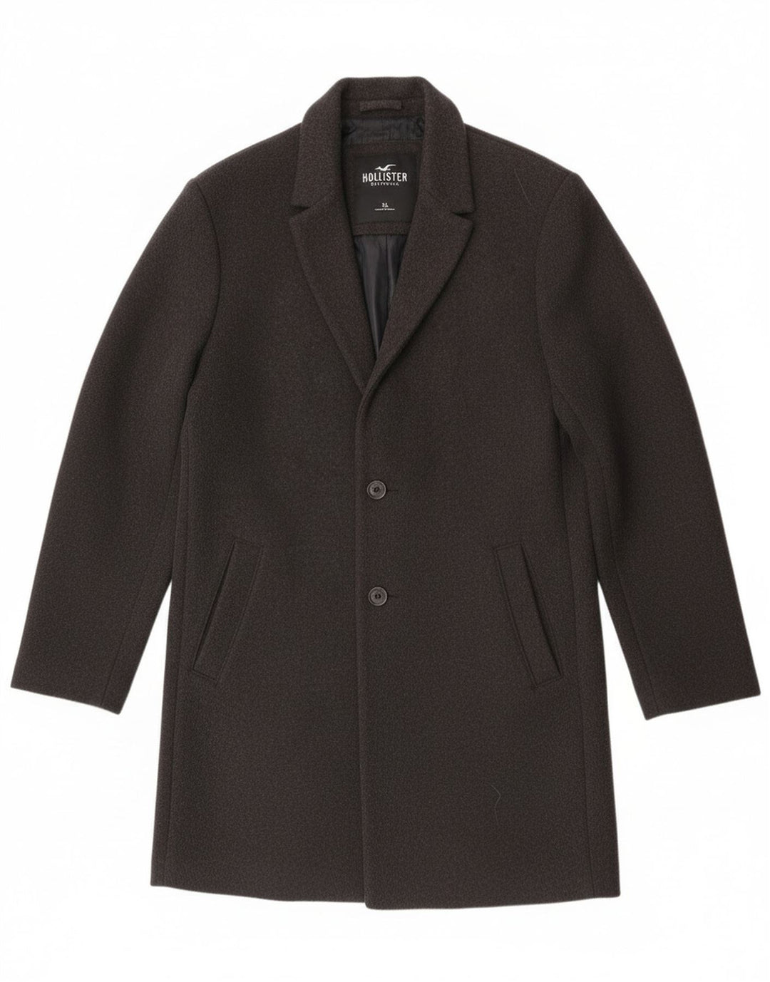 Hollister Mens Overcoat UK 42 XL Grey Polyester