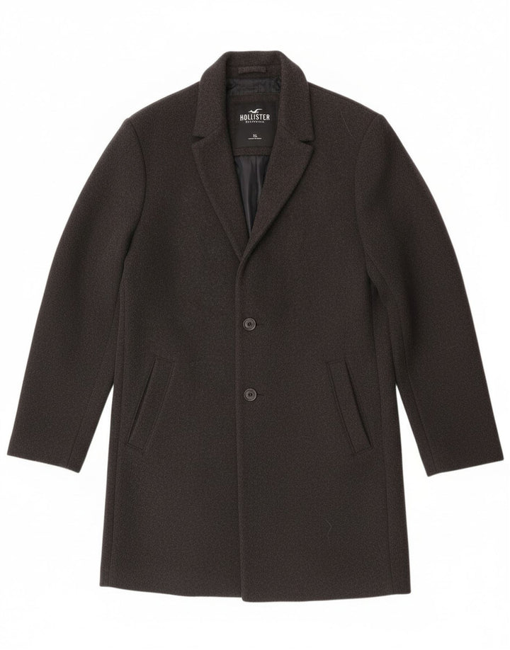 Hollister Mens Overcoat UK 42 XL Grey Polyester