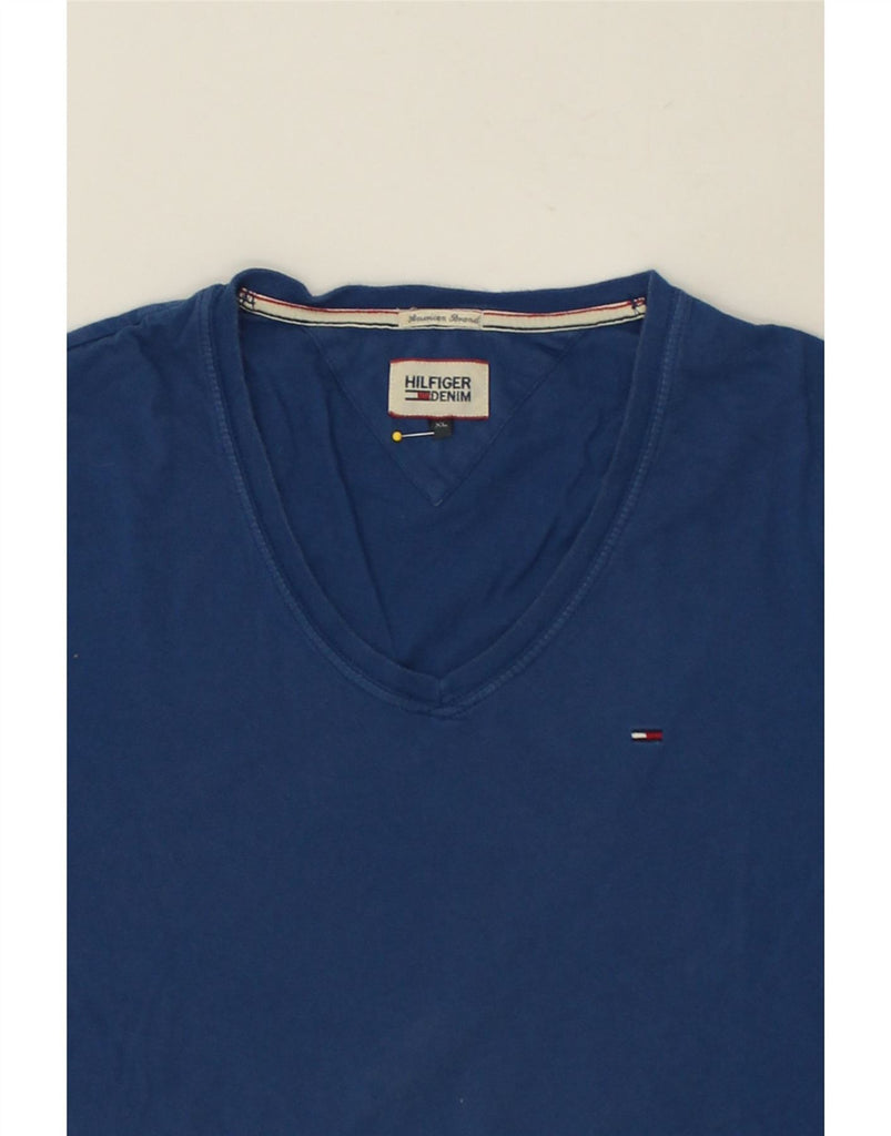 TOMMY HILFIGER Mens Slim T-Shirt Top XL Blue Cotton Vintage Tommy Hilfiger and Second-Hand Tommy Hilfiger from Messina Hembry 