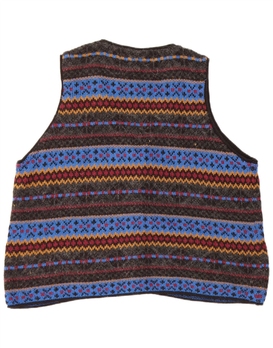 Vintage Mens Knit Waistcoat Large Multicoloured Geometric