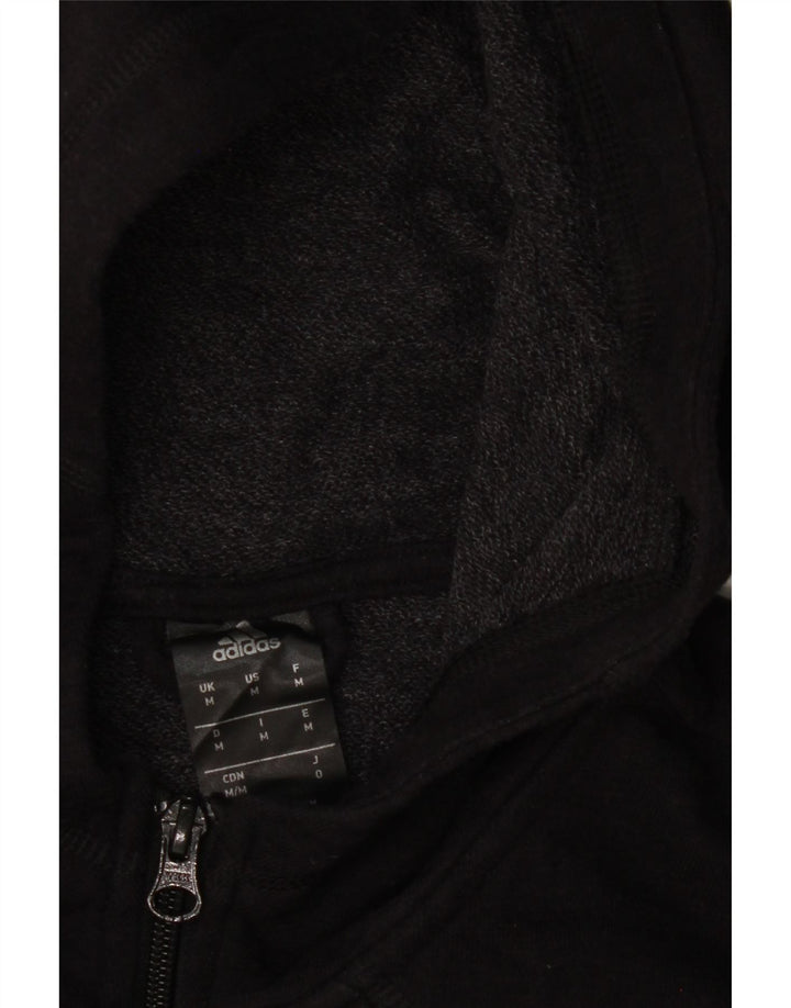 ADIDAS Mens Graphic Zip Hoodie Sweater Medium Black Cotton Vintage Adidas and Second-Hand Adidas from Messina Hembry 