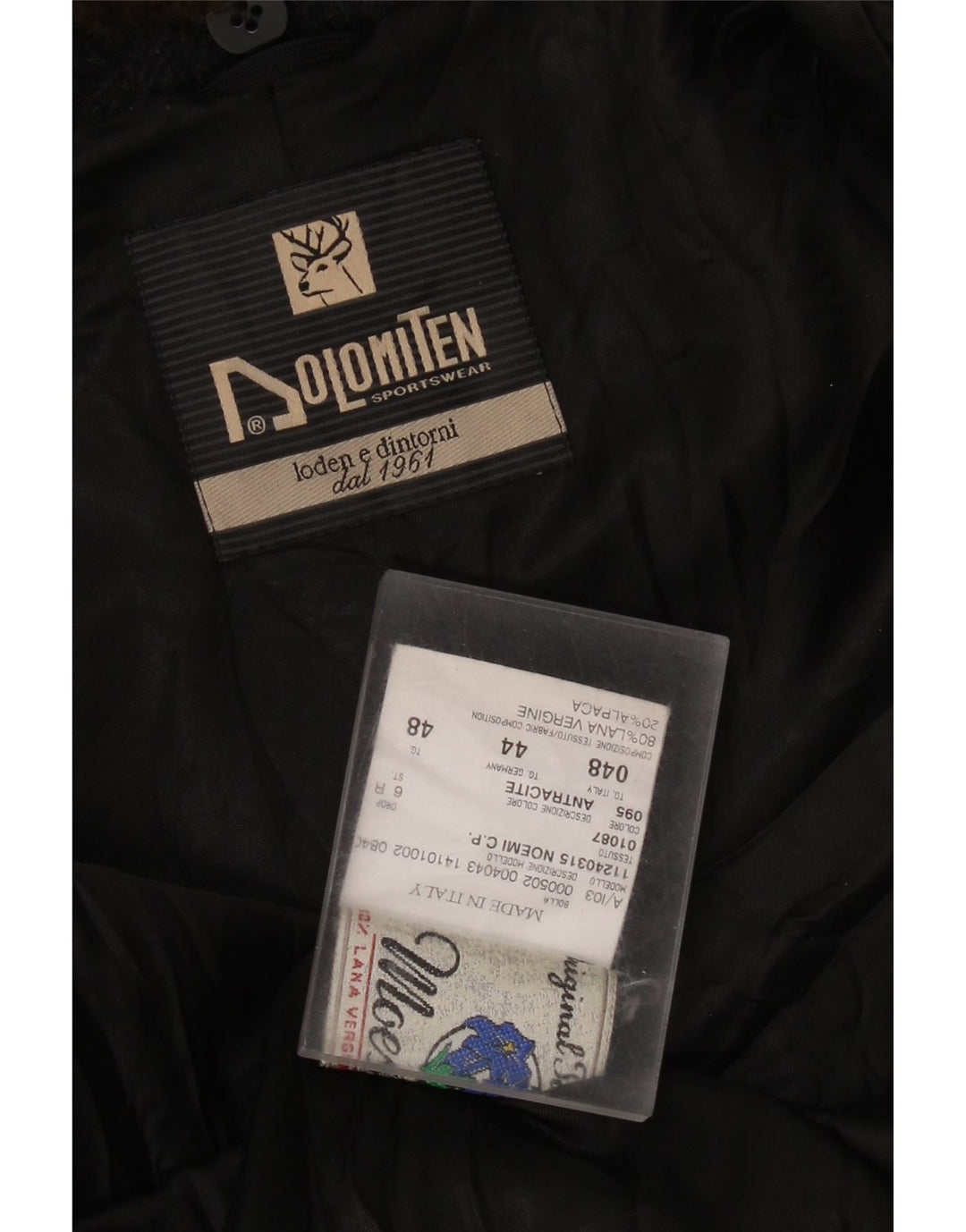 Dolomiten Womens Double Breasted Coat IT 48 XL Grey Virgin Wool