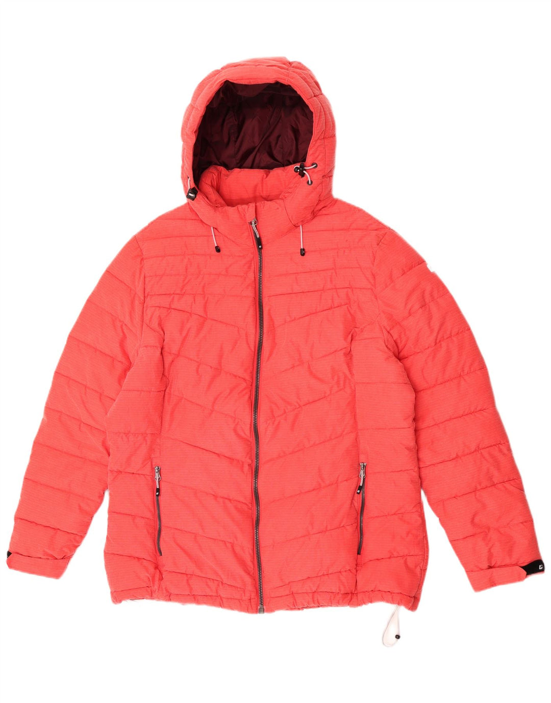 Killtec Womens Hooded Oversized Padded Jacket UK 18 XL Red Polyester