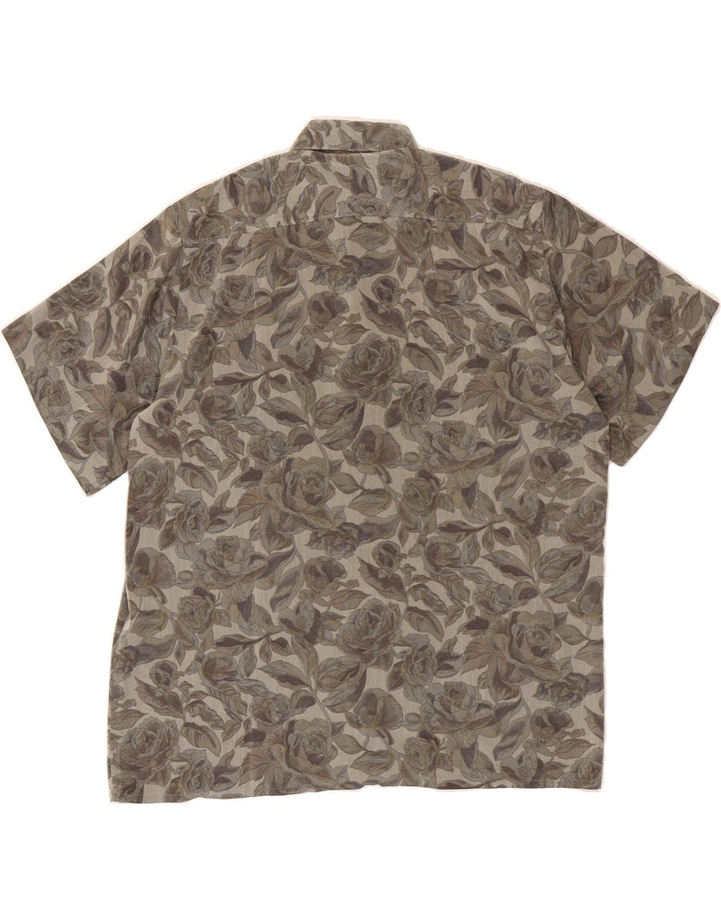 FAIRBANKS Mens Short Sleeve Shirt Size 39 Medium Grey Floral Viscose Vintage Fairbanks and Second-Hand Fairbanks from Messina Hembry 