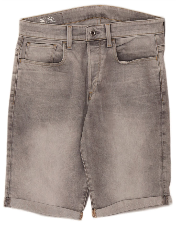 G-Star Mens 3301 Denim Shorts W31 Medium Grey Cotton