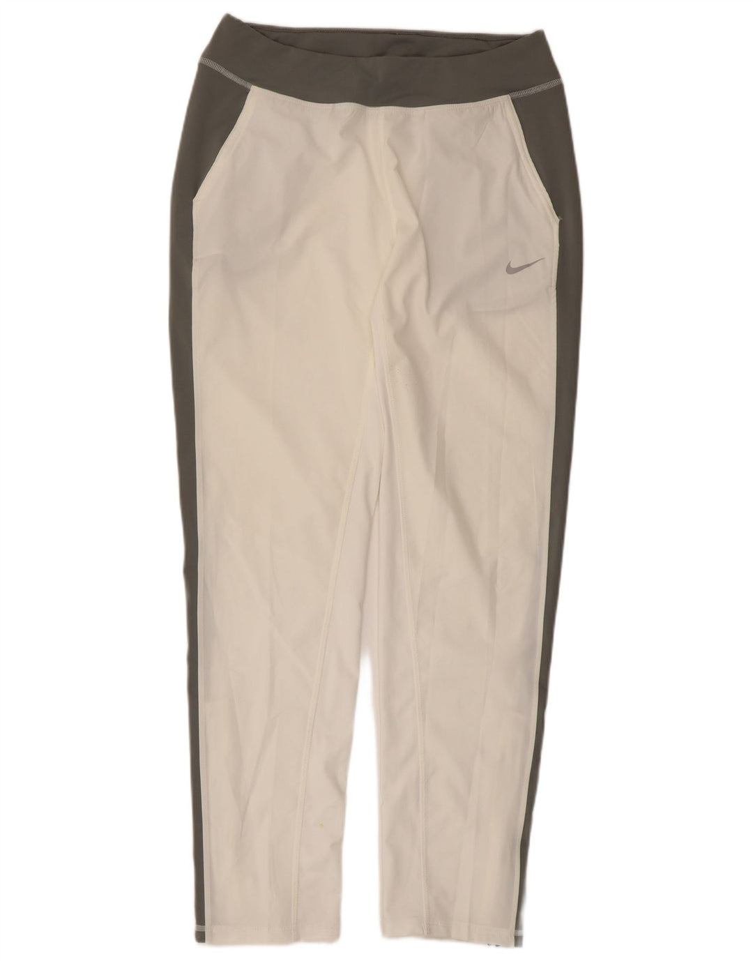 Nike Womens Dri Fit Tracksuit Trousers UK 14 Medium White Colourblock