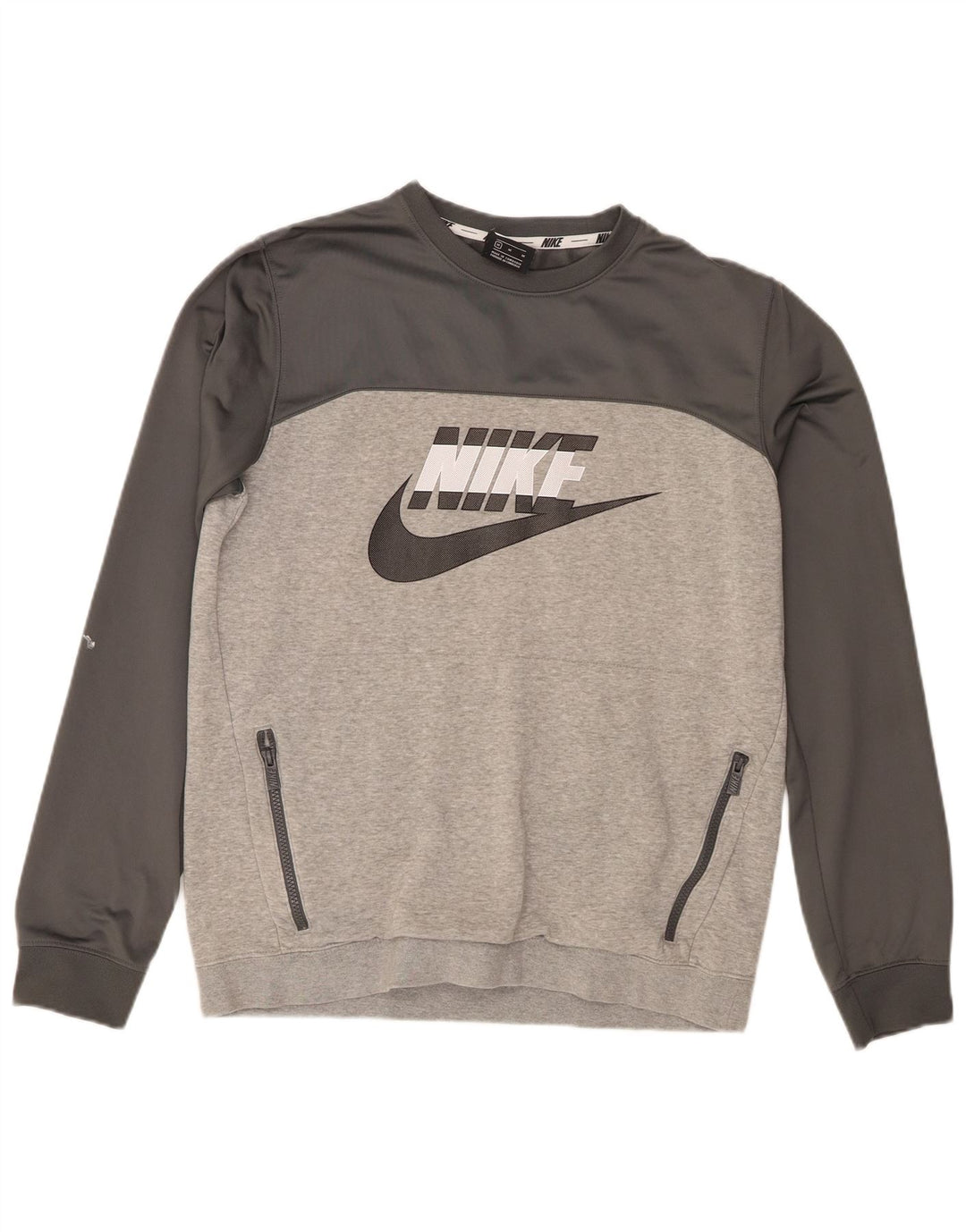 Nike Mens Graphic Sweatshirt Jumper Medium Grey Colourblock Cotton