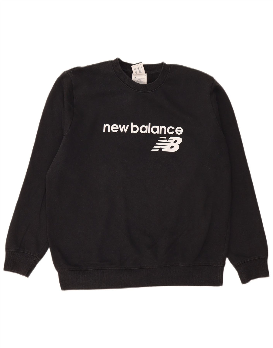 NEW BALANCE Womens Graphic Sweatshirt Jumper UK 16 Large Black Cotton