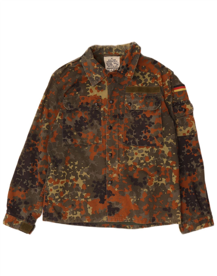 Vintage Mens Military Jacket UK 38 Medium Khaki Camouflage Cotton