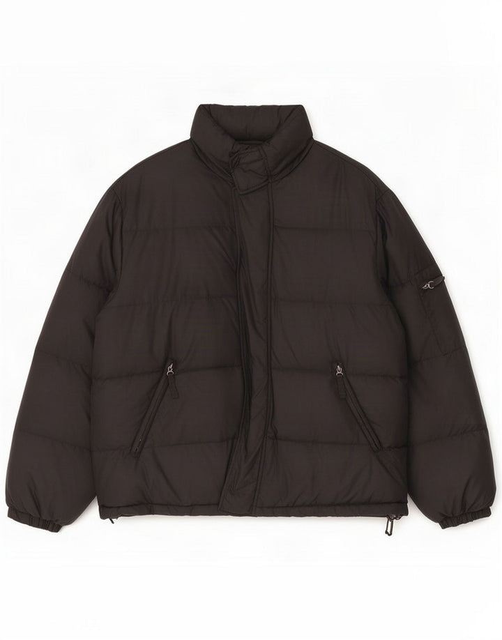 Vintage Mens Padded Jacket IT 50 XL Black Polyamide