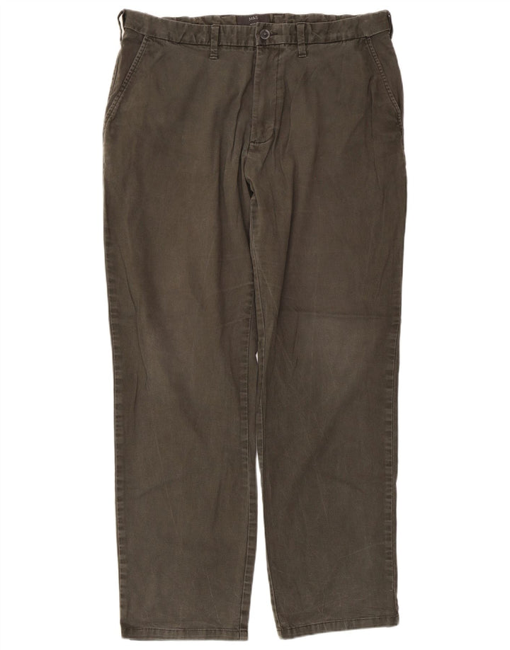 Marks & Spencer Womens Regular Fit Chino Trousers W36 L30 Khaki Cotton